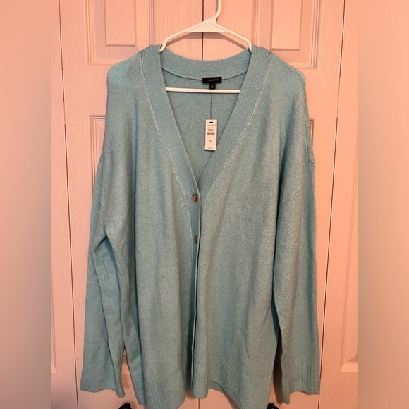 Talbots Women’s Button Up Cardigan Sweater Sz XL NWT Blue Knit - Picture 1 of 7
